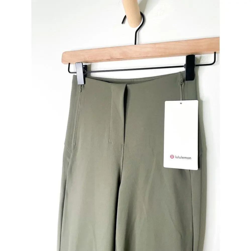 NWT Lululemon Smooth Fit Cropped Pants Size 0 Olive Green High Rise Athleisure